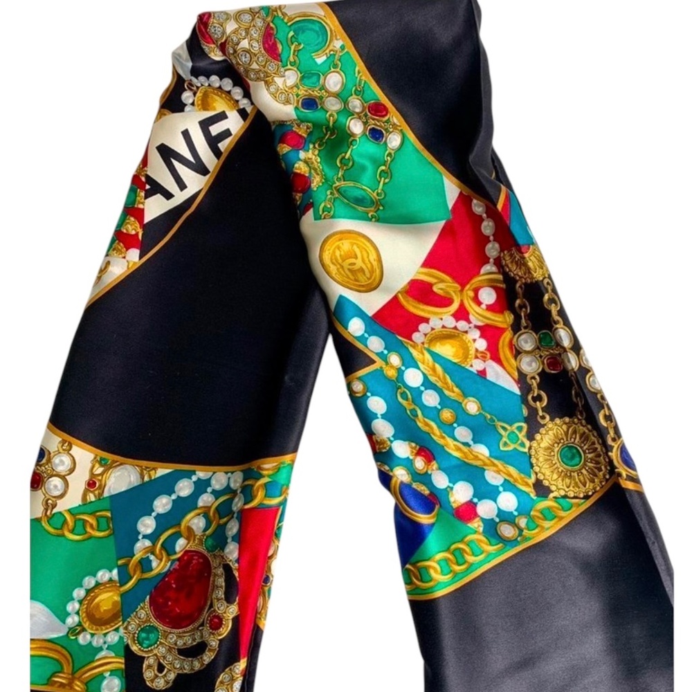 Preloved Chanel 100% Silk CC Scarf